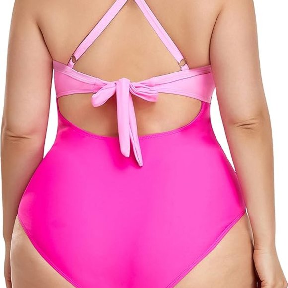 NWT EoMENIE - One Piece Swimsuit Cut Out Swimwear High Waist Monokini - Plus 22W - Picture 2 of 10